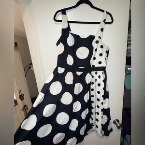 Black & White Polka Dot Minnie Mouse Fit-and-Flare Dress